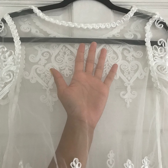 White Long Sleeve Top with Intricate Lace - Picture 8 of 8